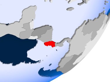 şeffaf okyanuslar ile siyasi dünya üzerinde 3D render Kosta Rika. 3D çizim.