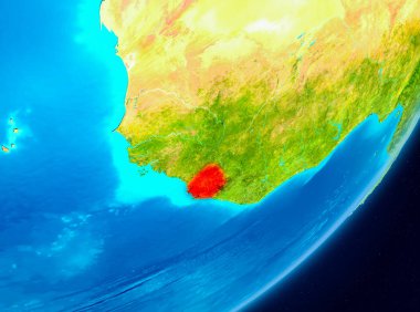 Sierra gezegeni uzaydan görüldüğü gibi Leone Haritası. 3D çizim. Nasa tarafından döşenmiş bu görüntü unsurları.