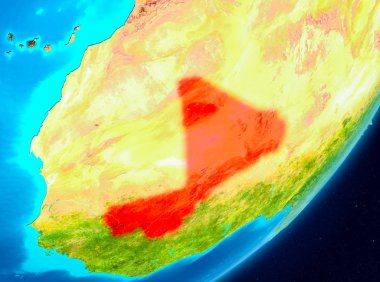Gezegeni uzaydan görüldüğü gibi Mali Haritası. 3D çizim. Nasa tarafından döşenmiş bu görüntü unsurları.