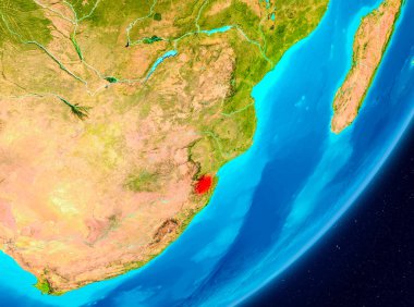 Gezegeni uzaydan görüldüğü gibi Svaziland Haritası. 3D çizim. Nasa tarafından döşenmiş bu görüntü unsurları.