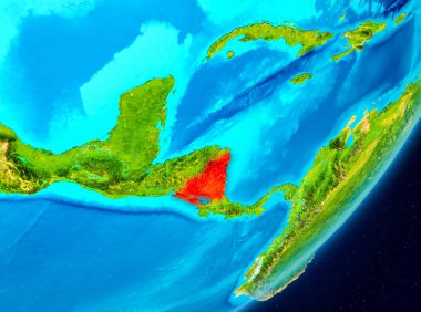 Gezegeni uzaydan görüldüğü gibi Nikaragua Haritası. 3D çizim. Nasa tarafından döşenmiş bu görüntü unsurları.
