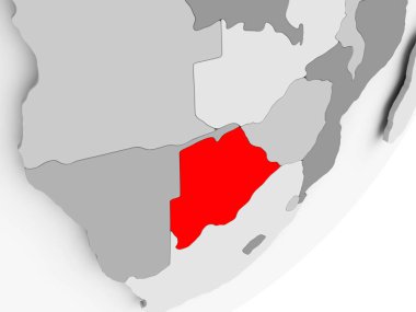 Gri küre kırmızı vurgulanır Botsvana Illustration. 3D çizim.