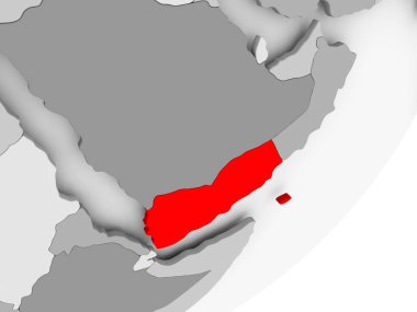 Gri küre kırmızı vurgulanır Yemen Illustration. 3D çizim.