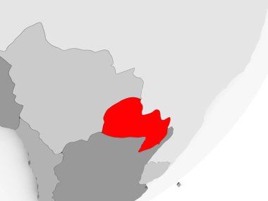Gri küre kırmızı vurgulanır Paraguay Illustration. 3D çizim.