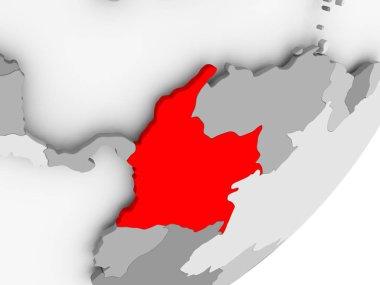 Gri küre kırmızı vurgulanır Kolombiya Illustration. 3D çizim.