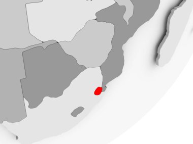 Gri küre kırmızı vurgulanır Svaziland Illustration. 3D çizim.