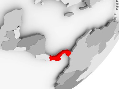 Gri küre kırmızı vurgulanır Panama Illustration. 3D çizim.