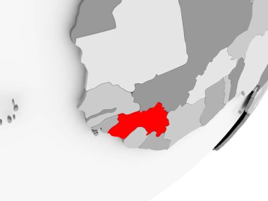 Gri küre kırmızı vurgulanır Gine Illustration. 3D çizim.