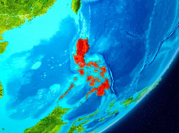 Kaart Van Filipijnen Als Gezien Vanuit Ruimte Planeet Aarde Illustratie — Stockfoto