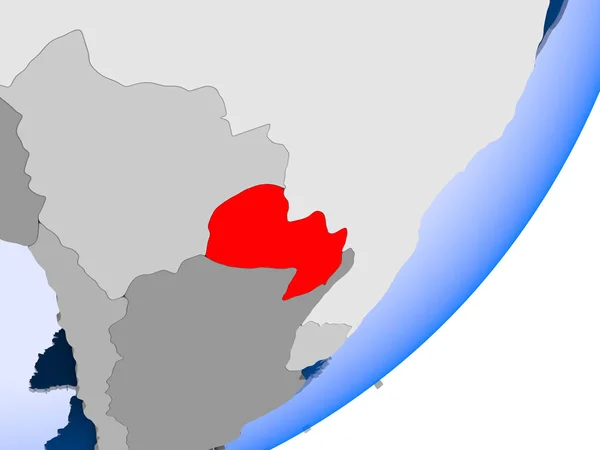 Render Paraguay Politikai Földgömb Átlátható Óceánok Illusztráció — Stock Fotó