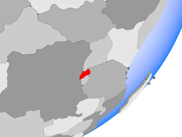 Візуалізації Руанда Політичні Глобусом Допомогою Прозорих Океанів Ілюстрація — стокове фото
