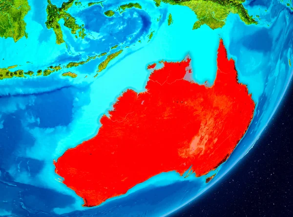 地图澳大利亚从地球上的空间看到 Nasa 提供的这个图像的元素 — 图库照片