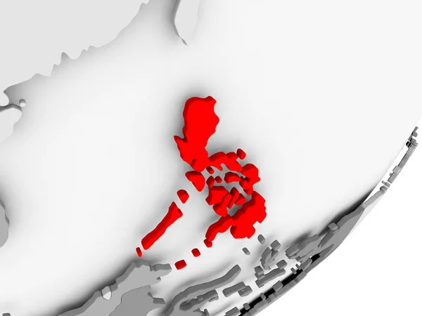 Illustration Philippines Highlighted Red Grey Globe Illustration — Stock Photo, Image