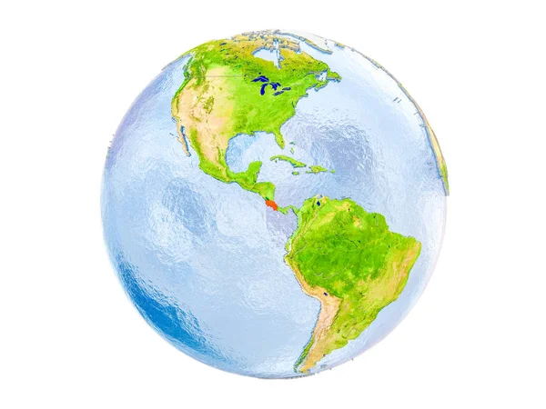 Costa Rica Gemarkeerd Het Rood Het Model Van Aarde Illustratie — Stockfoto