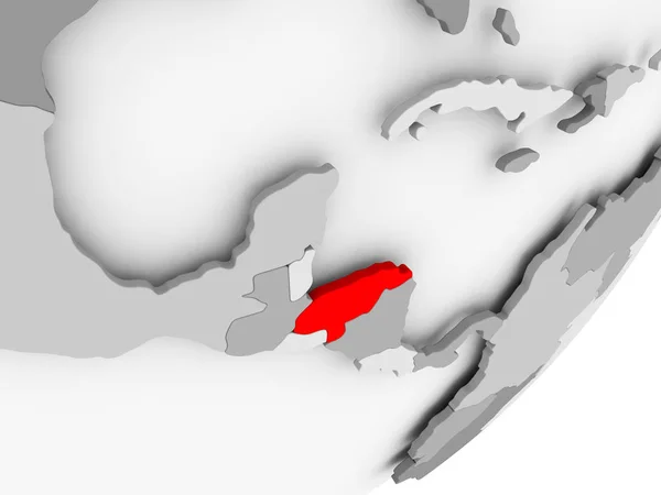Illustration Honduras Highlighted Red Grey Globe Illustration — Stock Photo, Image