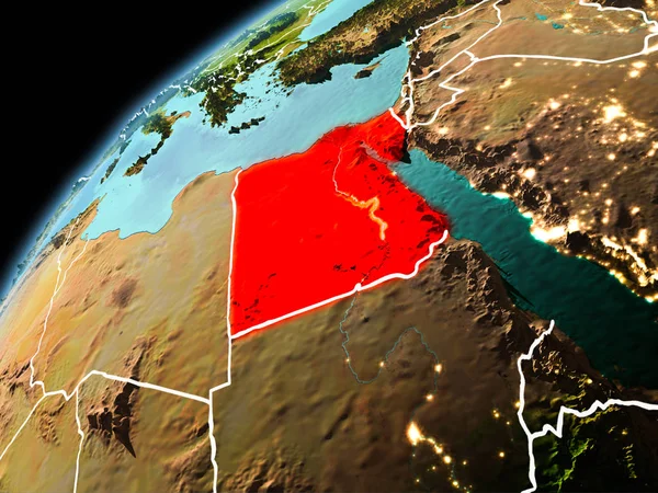 Illusztráció Egyiptom Látható Föld Körüli Pályára Késő Esti Látható Szegélyt — Stock Fotó