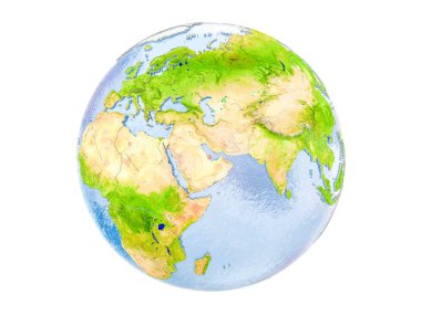 Katar modeli dünya bir kırmızı vurgulanır. 3d illüstrasyon izole beyaz arka plan üzerinde. Nasa tarafından döşenmiş bu görüntü unsurları.