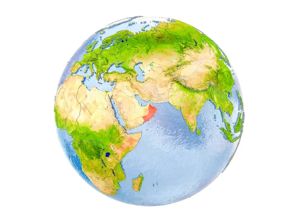 Umman modeli dünya bir kırmızı vurgulanır. 3d illüstrasyon izole beyaz arka plan üzerinde. Nasa tarafından döşenmiş bu görüntü unsurları.