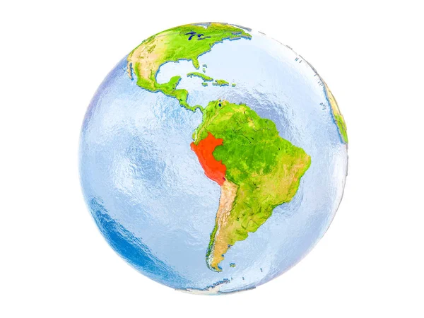 Peru Pirossal Modell Föld Illusztráció Elszigetelt Fehér Background Kép Nasa — Stock Fotó