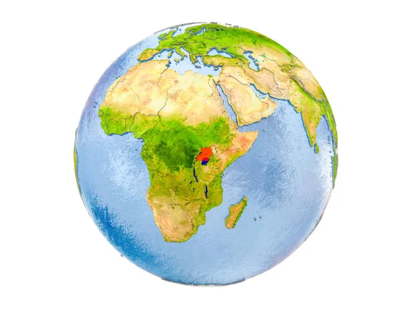 Uganda Zvýrazněny Červeně Model Země Ilustrace Izolované Bílém Pozadí Prvky — Stock fotografie