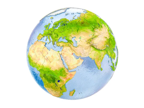 Kuveyt modeli dünya bir kırmızı vurgulanır. 3d illüstrasyon izole beyaz arka plan üzerinde. Nasa tarafından döşenmiş bu görüntü unsurları.