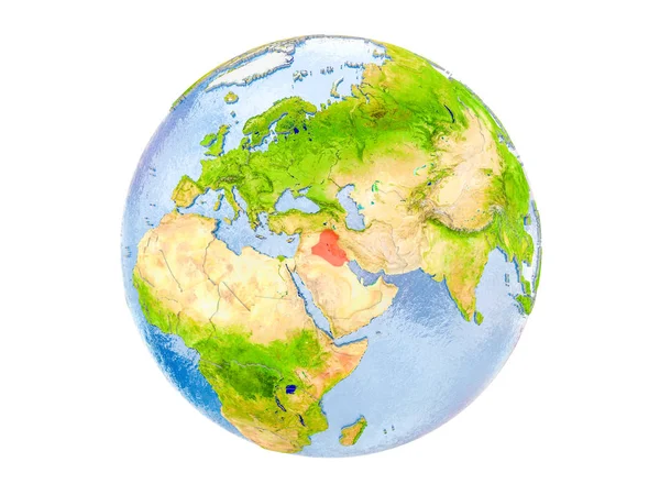 Irak modeli dünya bir kırmızı vurgulanır. 3d illüstrasyon izole beyaz arka plan üzerinde. Nasa tarafından döşenmiş bu görüntü unsurları.