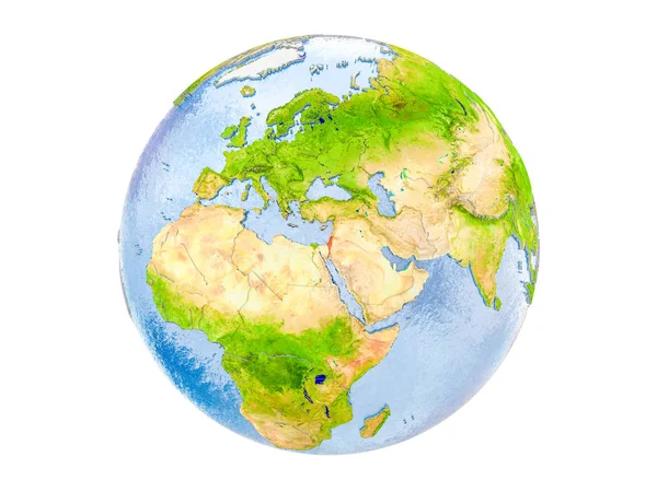 Rot Hervorgehoben Auf Einem Modell Der Erde Illustration Isoliert Auf — Stockfoto