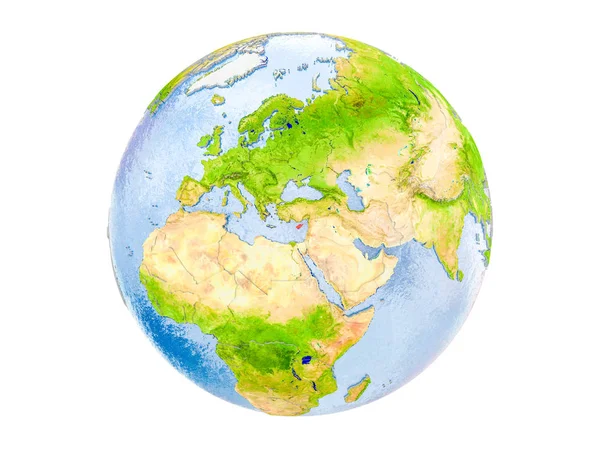 Кипр Выделен Красным Цветом Модели Земли Иллюстрация Выделена Белом Фоне — стоковое фото