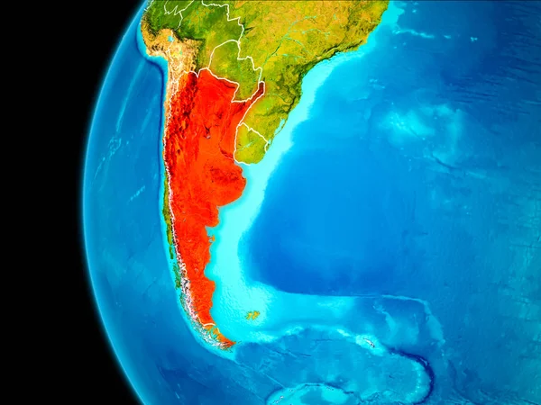 Argentinië Gezien Vanaf Baan Aarde Planeet Aarde Rood Gemarkeerd Met — Stockfoto