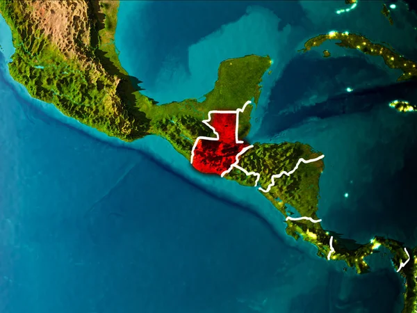 Guatemala Morning Highlighted Red Planet Earth Visible Border Lines City — Stock Photo, Image