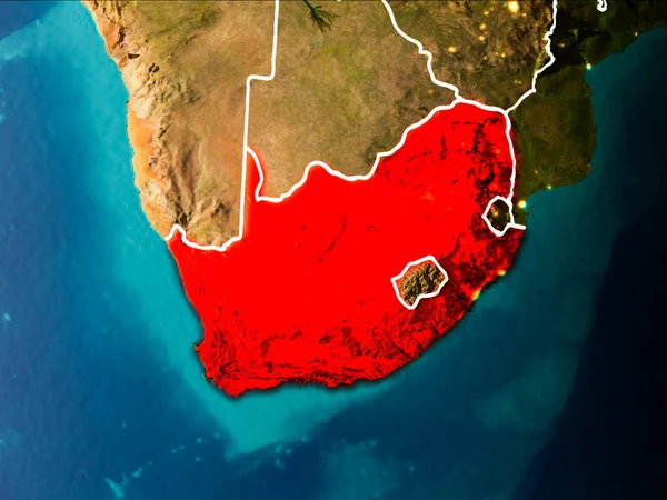 Sydafrika Morgonen Rött Planeten Jorden Med Synliga Kantlinjer Och Stadens — Stockfoto