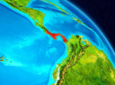 Alan görünümünü Panama Planet Earth kırmızı vurgulanır. 3D çizim. Nasa tarafından döşenmiş bu görüntü unsurları.