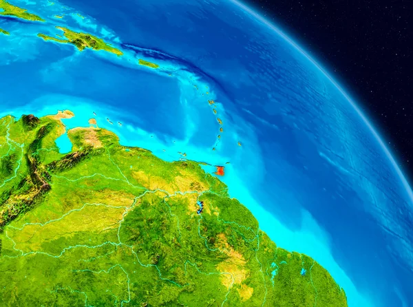 Alan görünümünü Caribbean Planet Earth kırmızı vurgulanır. 3D çizim. Nasa tarafından döşenmiş bu görüntü unsurları.