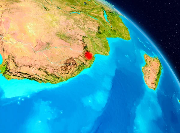 Alan görünümünü Svaziland Planet Earth kırmızı vurgulanır. 3D çizim. Nasa tarafından döşenmiş bu görüntü unsurları.