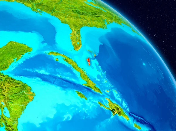 Alan görünümünü Bahamalar Planet Earth kırmızı vurgulanır. 3D çizim. Nasa tarafından döşenmiş bu görüntü unsurları.
