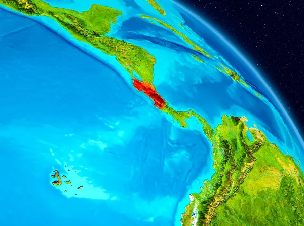 Alan görünümünü Kosta Rika Planet Earth kırmızı vurgulanır. 3D çizim. Nasa tarafından döşenmiş bu görüntü unsurları.