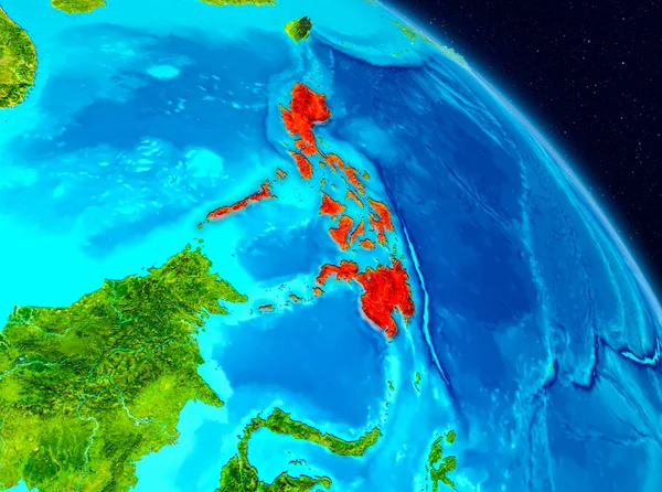 Alan görünümünü Filipinler Planet Earth kırmızı vurgulanır. 3D çizim. Nasa tarafından döşenmiş bu görüntü unsurları.