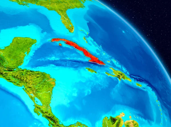 Alan görünümünü Küba Planet Earth kırmızı vurgulanır. 3D çizim. Nasa tarafından döşenmiş bu görüntü unsurları.