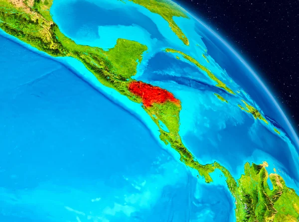 Alan görünümünü Honduras Planet Earth kırmızı vurgulanır. 3D çizim. Nasa tarafından döşenmiş bu görüntü unsurları.