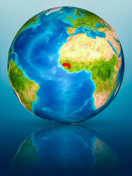 Gine kırmızı yansıtıcı mavi yüzeyi Dünya gezegeninin modeli. 3D çizim. Nasa tarafından döşenmiş bu görüntü unsurları.