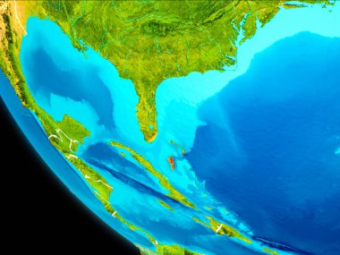Bahamalar Planet Earth görünür kenarlıklar ile kırmızı vurgulanır. 3D çizim. Nasa tarafından döşenmiş bu görüntü unsurları.