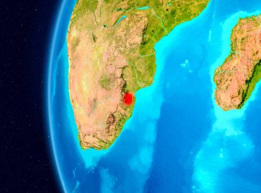 Planet Earth Earth yörüngeden görüldüğü gibi Svaziland Illustration. 3D çizim. Nasa tarafından döşenmiş bu görüntü unsurları.