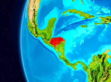 Planet Earth Earth yörüngeden görüldüğü gibi Honduras Illustration. 3D çizim. Nasa tarafından döşenmiş bu görüntü unsurları.