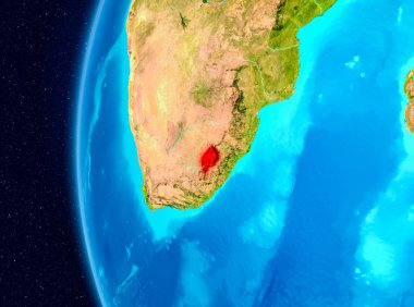 Planet Earth Earth yörüngeden görüldüğü gibi Lesotho Illustration. 3D çizim. Nasa tarafından döşenmiş bu görüntü unsurları.