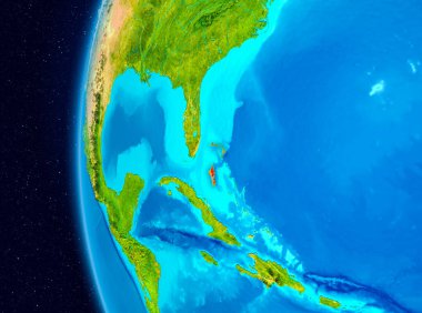 Planet Earth Earth yörüngeden görüldüğü gibi Bahamalar Illustration. 3D çizim. Nasa tarafından döşenmiş bu görüntü unsurları.
