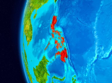 Planet Earth Earth yörüngeden görüldüğü gibi Türkiye Illustration. 3D çizim. Nasa tarafından döşenmiş bu görüntü unsurları.