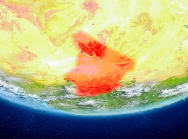 Chad Planet Earth bulutlar ile kırmızı vurgulanır. 3D çizim. Nasa tarafından döşenmiş bu görüntü unsurları.