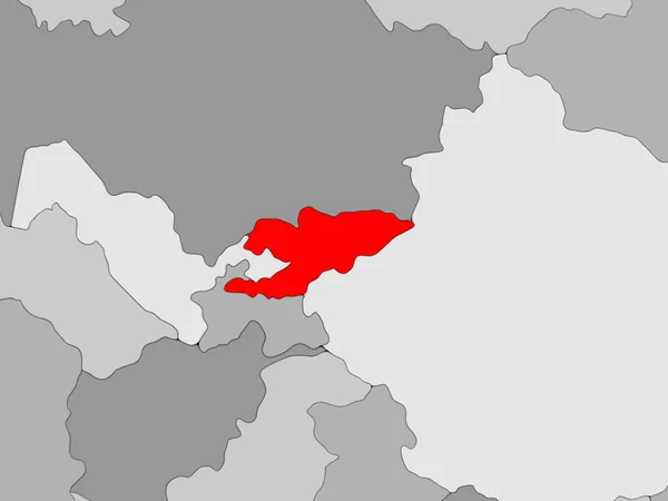吉尔吉斯斯坦以红色的政治地图与透明的海洋 — 图库照片