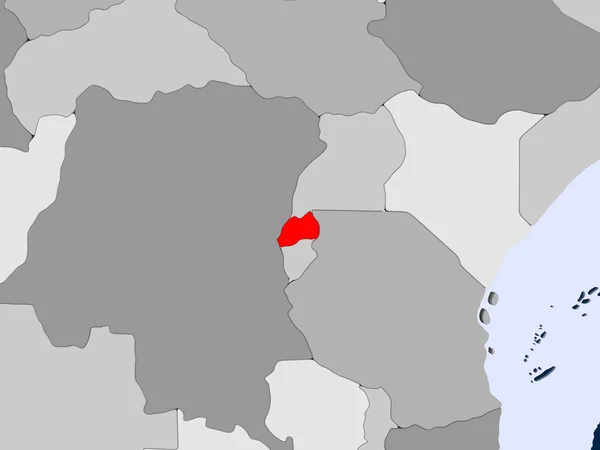 Ruanda Rosso Sulla Mappa Politica Con Oceani Trasparenti Illustrazione — Foto Stock