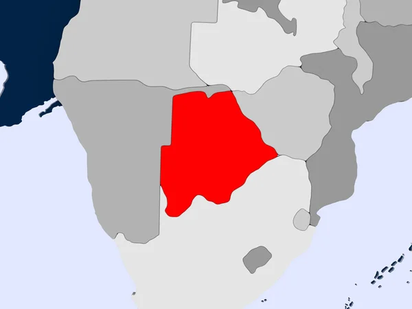 바다와의 지도에 빨간색으로 보츠와나 일러스트 — 스톡 사진